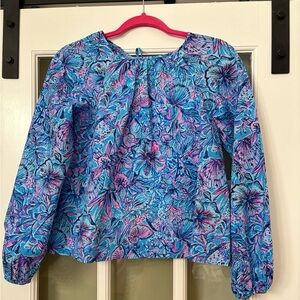 Lily Pulitzer top - 
RILYNN LONG SLEEVE COTTON, BREAKWATER BLUE SHELLS N BELLS